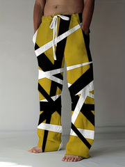 Men's Drawstring Wide Leg Pants Beach Pant Pattern Casual Baggy Pants