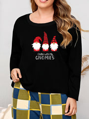Women's Plus Dwarf & Slogan Print Loungewear Top