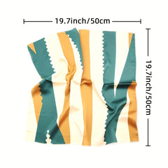 Classic Stripe Print Square Scarf Satin Bandana Neckerchief Women Silk Head Wrap