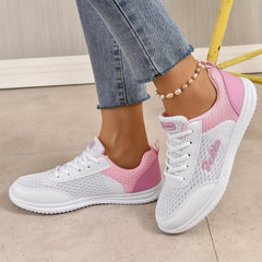 Women's Breathable Mesh Sneakers Low Top Lace Up Shoes