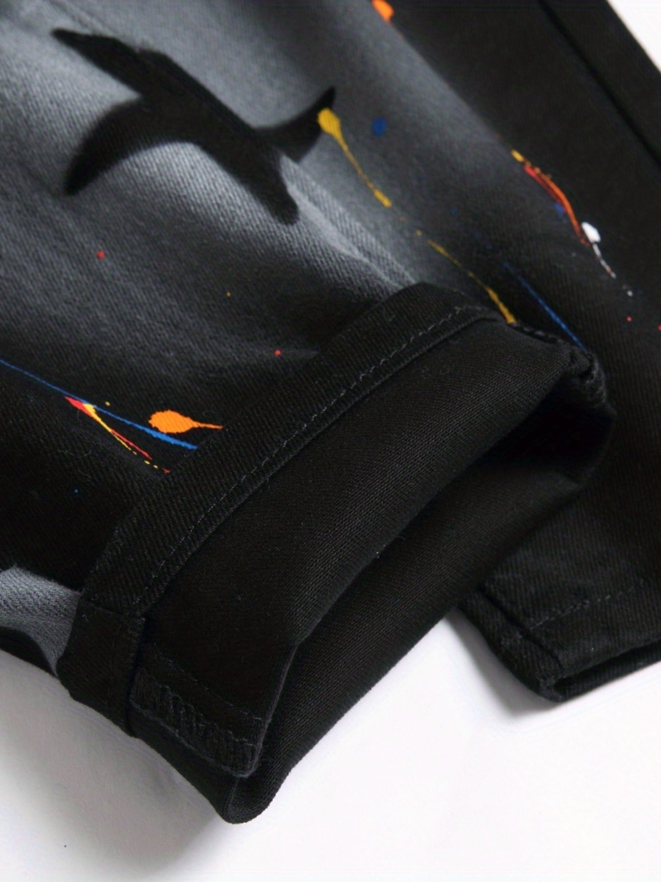 Y2k Star Pattern Spray Painted Slim Fit Jeans Men's Casual Street Style