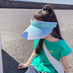 Girls Gradient Visor Wide Brim Sun Hats for Summer