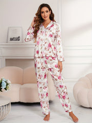 Floral Print Pajama Set Long Sleeve Top & Pants