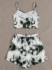 Tie Dye Crop Cami & Tie Shorts Pajama Set
