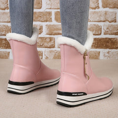 Women's Plush Lined Snow Boots Zipper Closure Non Slip Thermal Shoes