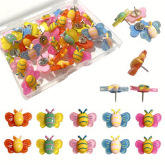 20pcs Transparent Butterfly and Bee Push Pins for School and Office Decoration