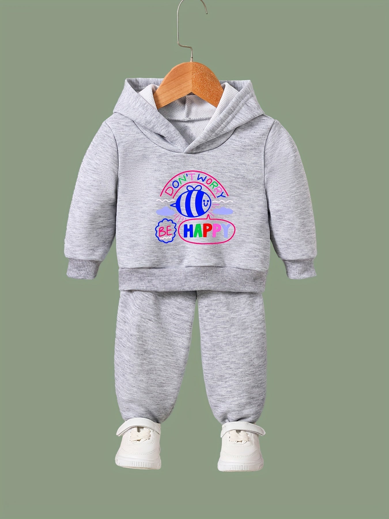 Happy Pattern Long Sleeve Hooded Sweatshirt Girls Comfy Hoodies Pullover
