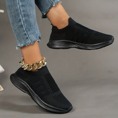 Women's Breathable Knit Slip-On Sneakers Lightweight Trainers