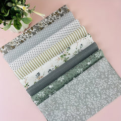 8pcs Gray Cotton Fabric Bundle Floral Sewing Supplies For Patchwork DIY