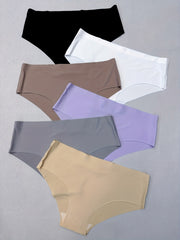 6pcs Seamless Solid Briefs Stretchy Intimates Panties Women's Lingerie