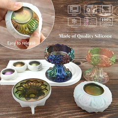 Tealight Candle Holder Resin Molds Set for Epoxy Casting DIY Wedding