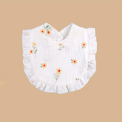 Baby Printed Towel Baby Gauze Flower Wavy Edge Muslin Bib
