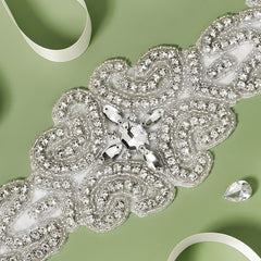 Crystal Rhinestone Bridal Belt with Organza Ribbon