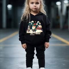 Girls 2pc Santa Claus Hooded Sweatshirt & Solid Sweatpants Set