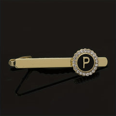 Men's Tie Clip Rhinestone Initial Letter Tie Clips Wedding Business