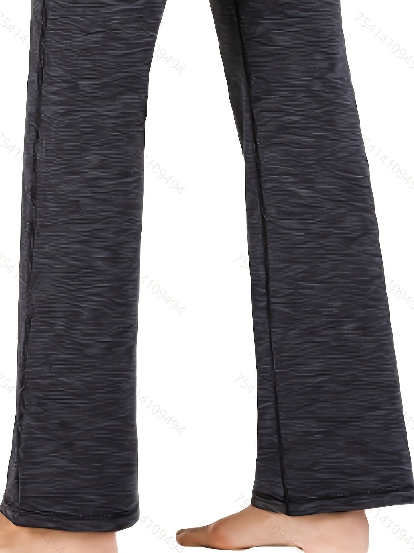 Solid Side Pocket Wide Legs Pants High Waist Bell Bottom Yoga Sports Pants