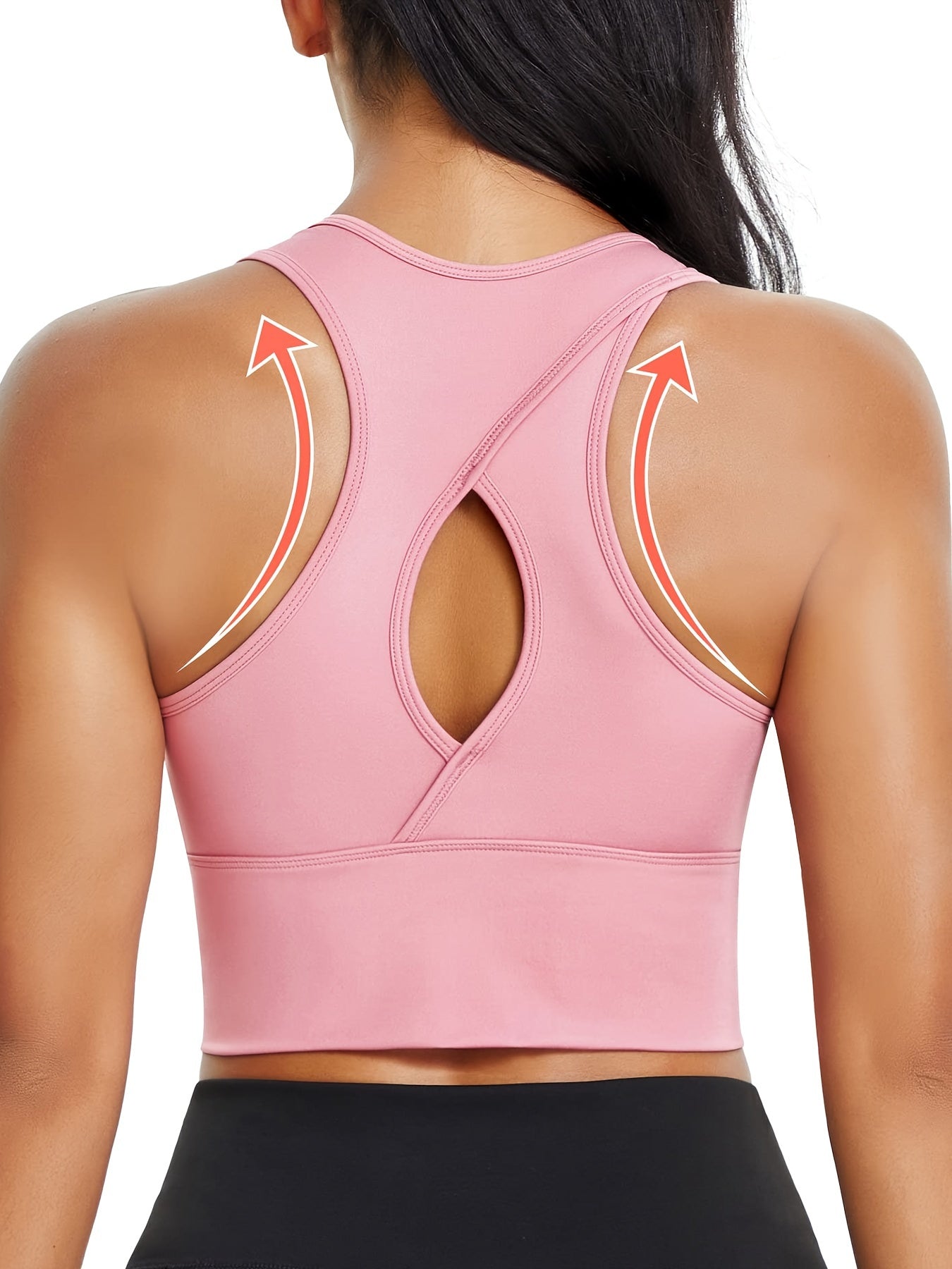 Front Zip Sports Bra Racerback Hollow Out Top Women's Activewear
