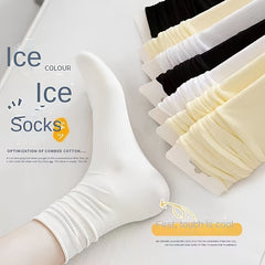 10 Pairs Solid Mid Tube Socks Women's Stockings