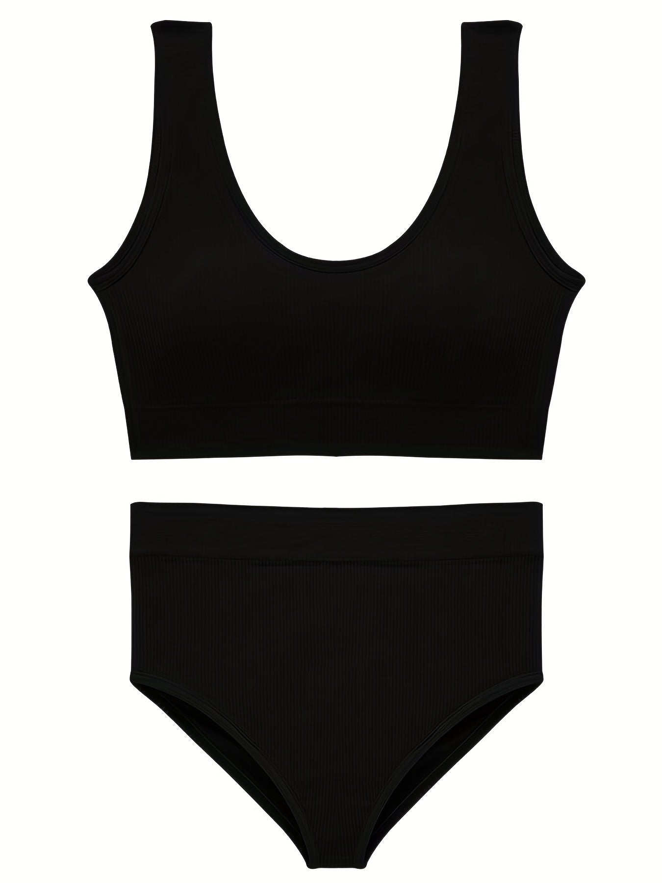 Comfy Sports Bra & Panties Set, Wireless Tank Bra & Elastic Panties