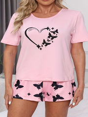Butterfly Print Tee & Shorts Pajama Set