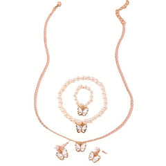 Butterfly Charm Faux Pearl Jewelry Set for Kids