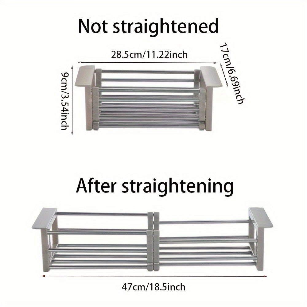 1pc Retractable Drain Rack Kitchen Rack Convenient Storage Rack