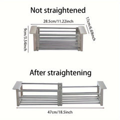 1pc Retractable Drain Rack Kitchen Rack Convenient Storage Rack