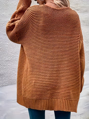 Solid Cable Long Sleeve Open Front Cardigan