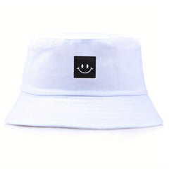 Smiling Face Patch Bucket Hat Lightweight Sunscreen Cap