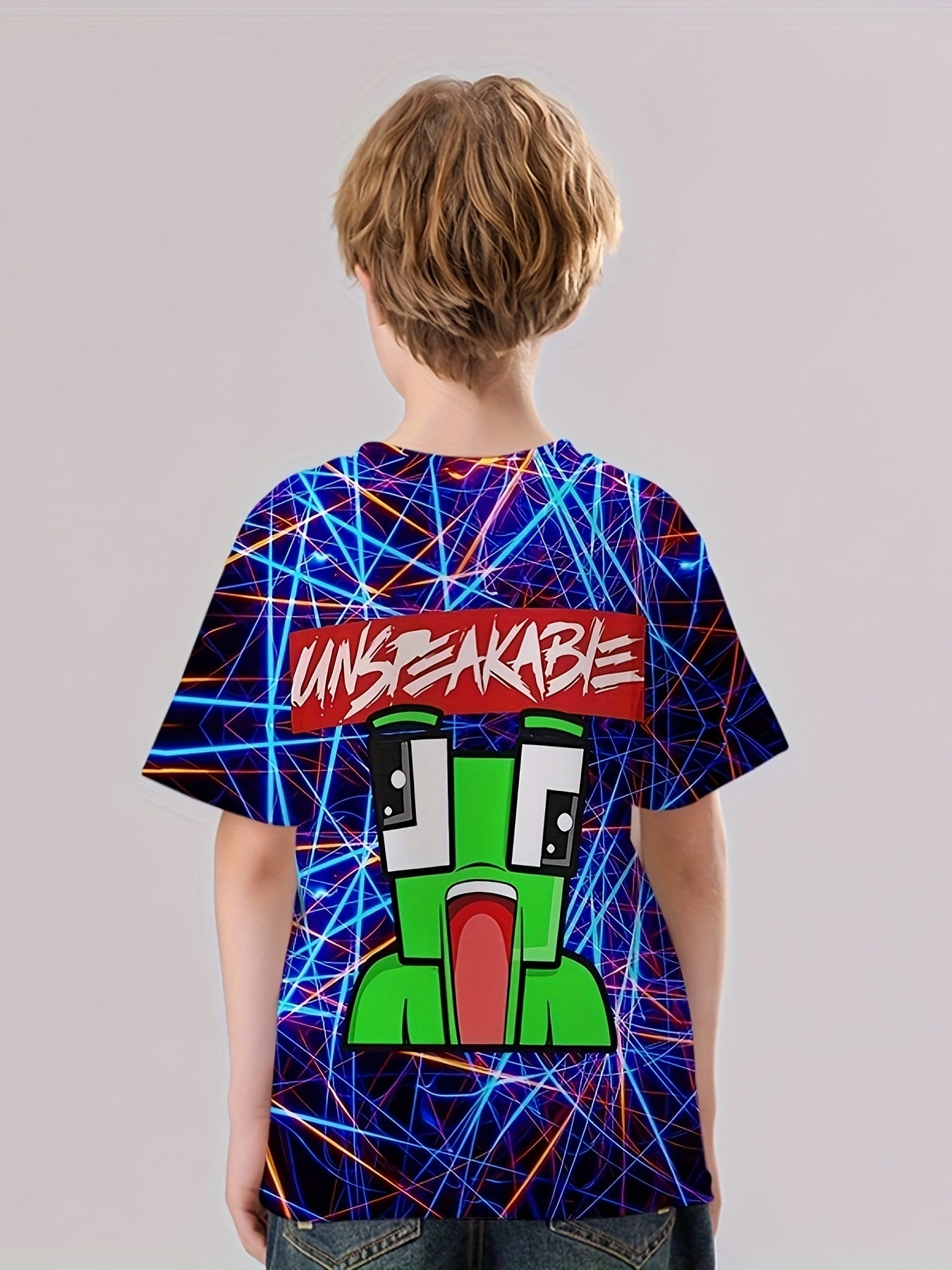 Patterned Graphic 3D Print Short Sleeve T-shirt for Girls