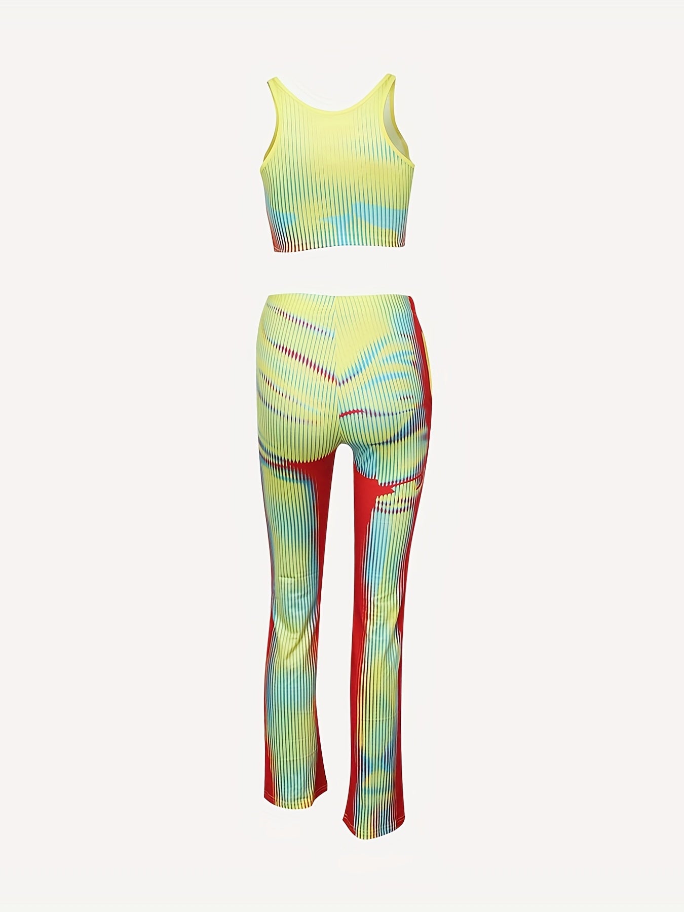 U Neck Crop Tank Top & Wide Leg Pants 2-Piece Set