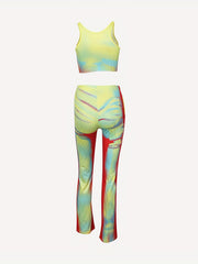 U Neck Crop Tank Top & Wide Leg Pants 2-Piece Set