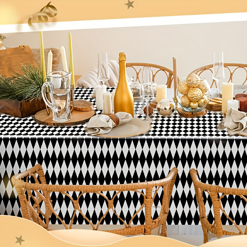 3pcs Checkered Tablecloths Plastic Checkered Tablecloths for Party Supplies