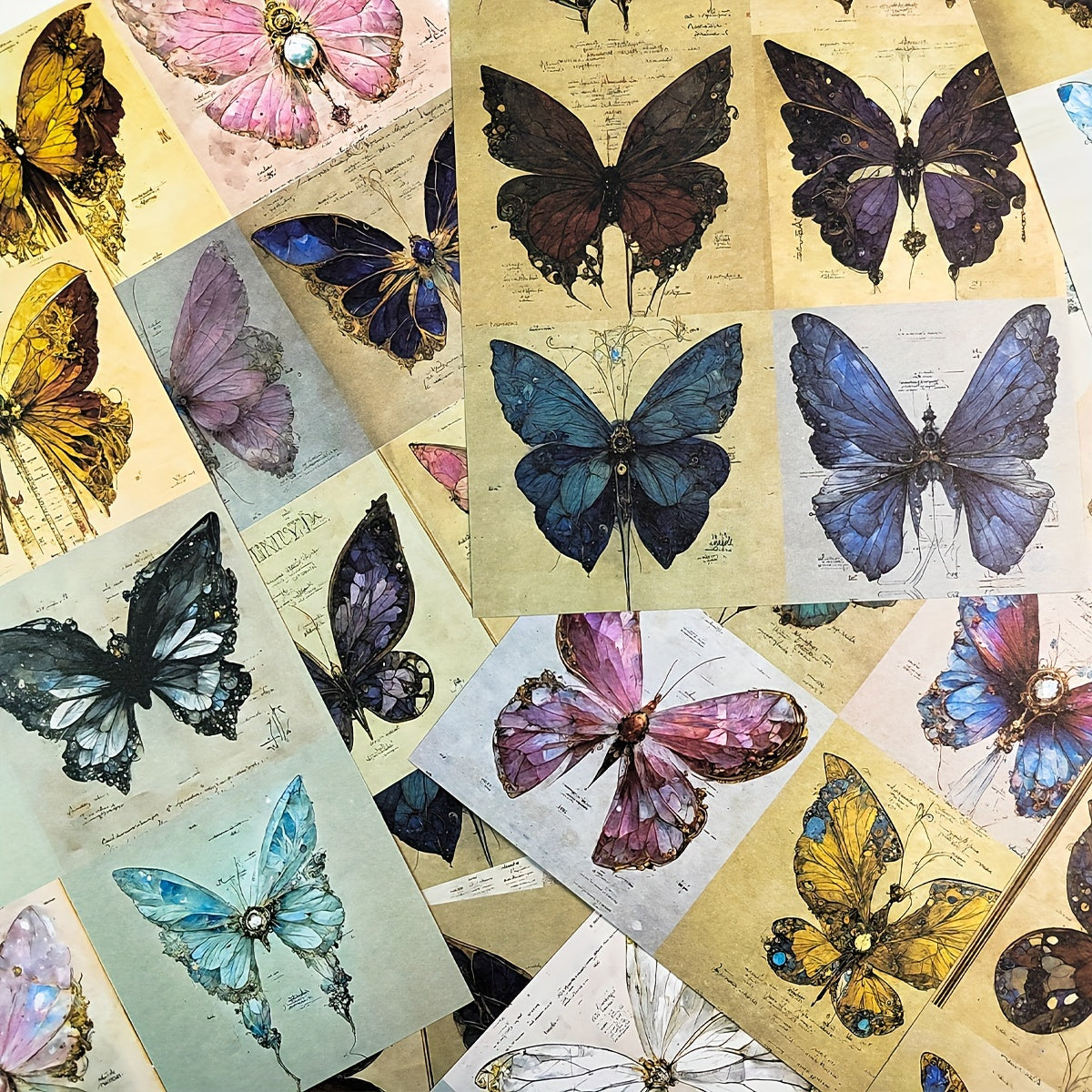 18 Sheets Vintage Butterfly Scrapbook Paper for DIY Crafts