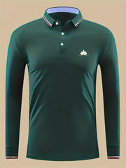 Lotus Print Men's Lightweight Button Up Shirt