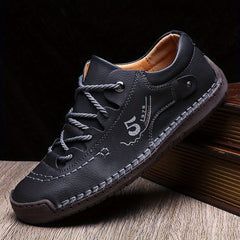Men's Lace-up Sneakers Casual Outdoor PU Leather Walking Shoes