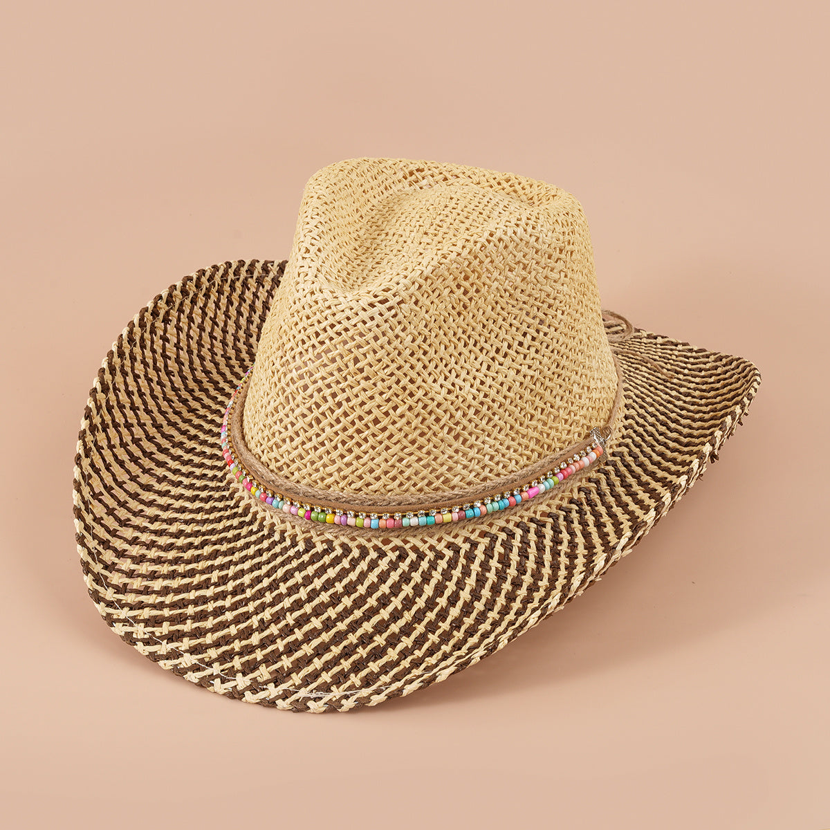 Vintage Jazz Hat with Faux Jade Belt Straw