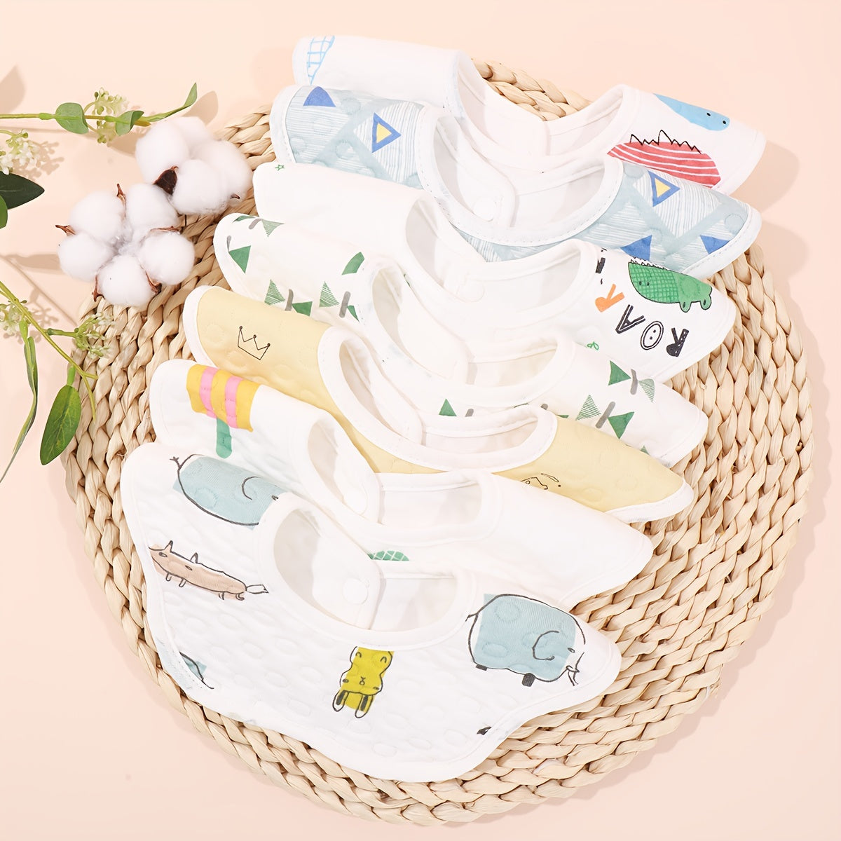 5pcs Fabric Baby Scarf Burp Cloth Bandana Bibs Newborn Printed Pattern