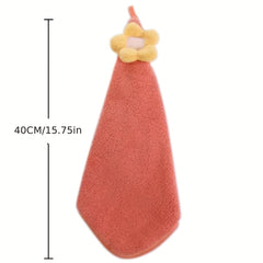 Flower Pattern Hanging Towel Thick Coral Fleece Soft Absorbent Towel
