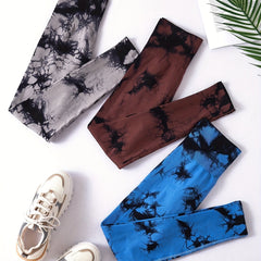 3pcs Tie Dye Seamless High Waisted Workout Leggings Women