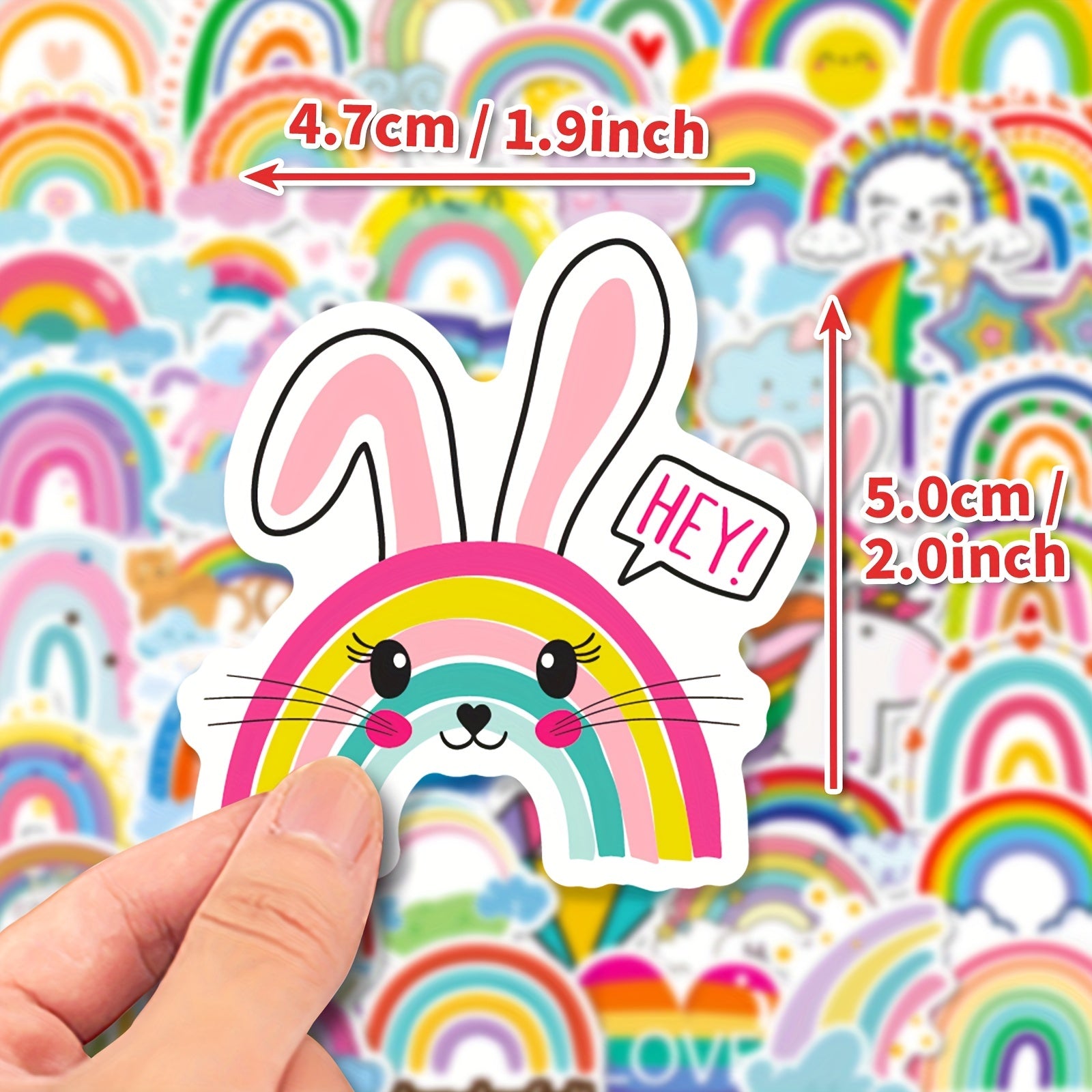 50pcs Rainbow Waterproof DIY Stickers for Water Bottle Laptop Phone Skateboard