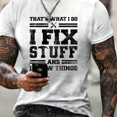 Men's Letter Print T-shirt Casual Crew Neck Tee Top