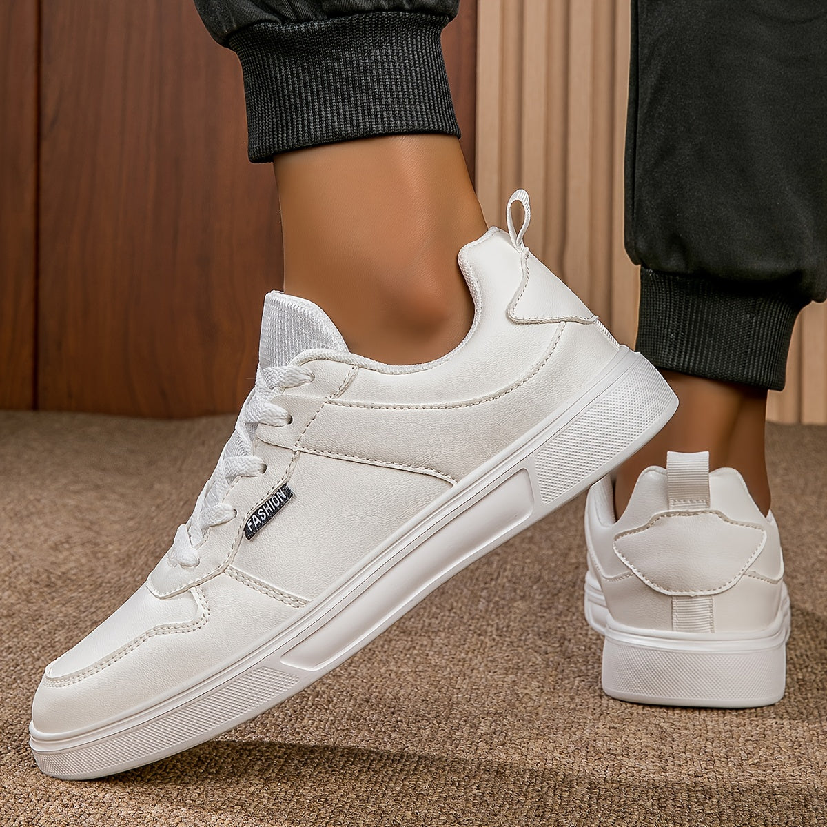 Unisex Round Toe Lace up Skate Shoes Sports Sneakers
