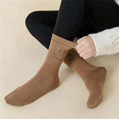5 Pairs Smiling Print Mid Tube Socks for Women