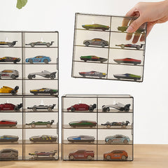 Car Model Storage Box Stackable Wall Mountable Display Rack Clear Grey