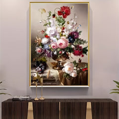 DIY Stamped Cross Stitch Kit Flower Vase Pattern Embroidery 11CT Canvas Painting