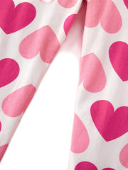 3pcs Girls Heart Print Leggings Breathable Casual Pants For Kids
