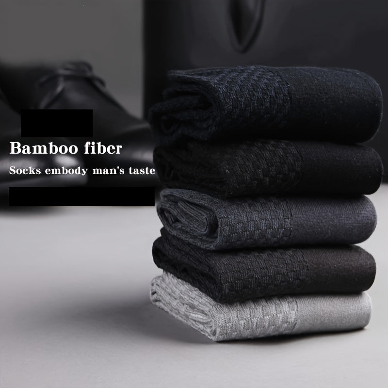 5Pairs Men's Vintage Crew Socks Breathable Deodorant Business Socks