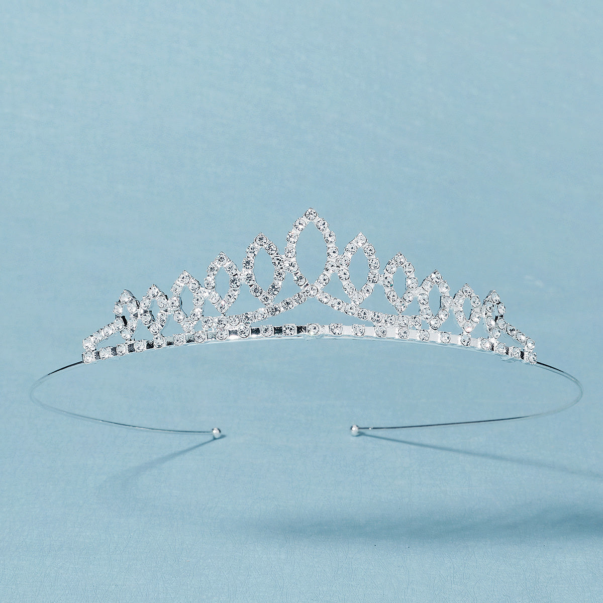 Silvery Princess Tiara Crystal Crown For Birthday Party