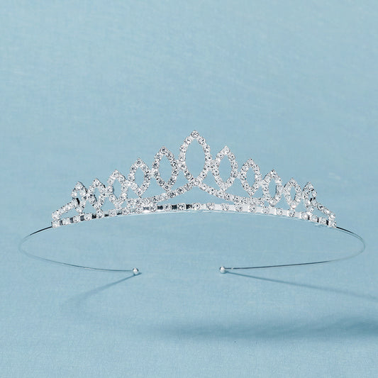 Silvery Princess Tiara Crystal Crown For Birthday Party